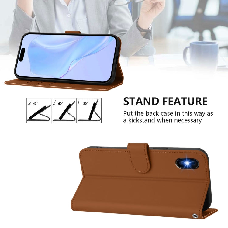 Skin Feel Solid Color Leather Phone Case with Lanyard