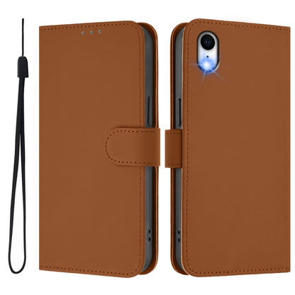 Skin Feel Solid Color Leather Phone Case with Lanyard
