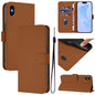 Skin Feel Solid Color Leather Phone Case with Lanyard