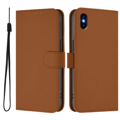 Skin Feel Solid Color Leather Phone Case with Lanyard