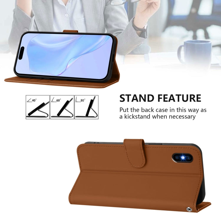 Skin Feel Solid Color Leather Phone Case with Lanyard