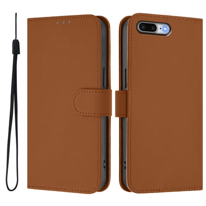 Skin Feel Solid Color Leather Phone Case with Lanyard