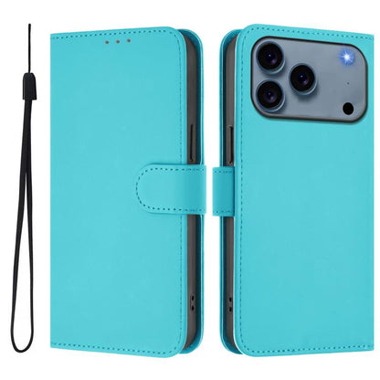 Skin Feel Solid Color Leather Phone Case with Lanyard