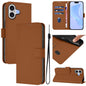 Skin Feel Solid Color Leather Phone Case with Lanyard, For iPhone 17