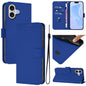 Skin Feel Solid Color Leather Phone Case with Lanyard, For iPhone 17