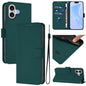 Skin Feel Solid Color Leather Phone Case with Lanyard, For iPhone 17