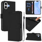 Skin Feel Solid Color Leather Phone Case with Lanyard, For iPhone 17
