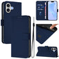 Skin Feel Solid Color Leather Phone Case with Lanyard, For iPhone 17