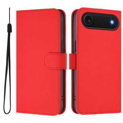Skin Feel Solid Color Leather Phone Case with Lanyard