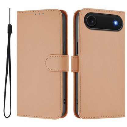 Skin Feel Solid Color Leather Phone Case with Lanyard, For iPhone Air