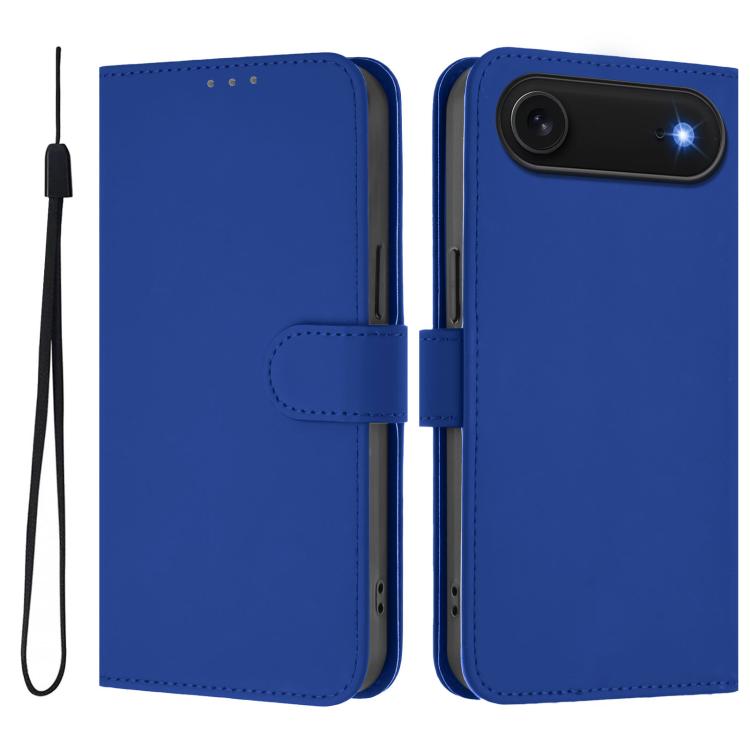Skin Feel Solid Color Leather Phone Case with Lanyard, For iPhone Air