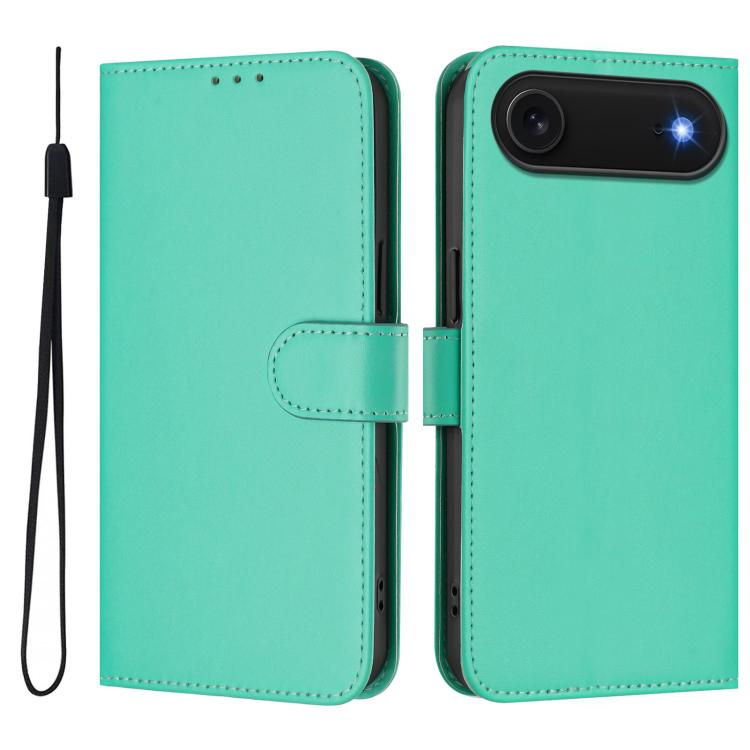 Skin Feel Solid Color Leather Phone Case with Lanyard