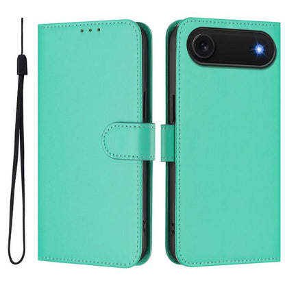 Skin Feel Solid Color Leather Phone Case with Lanyard, For iPhone Air