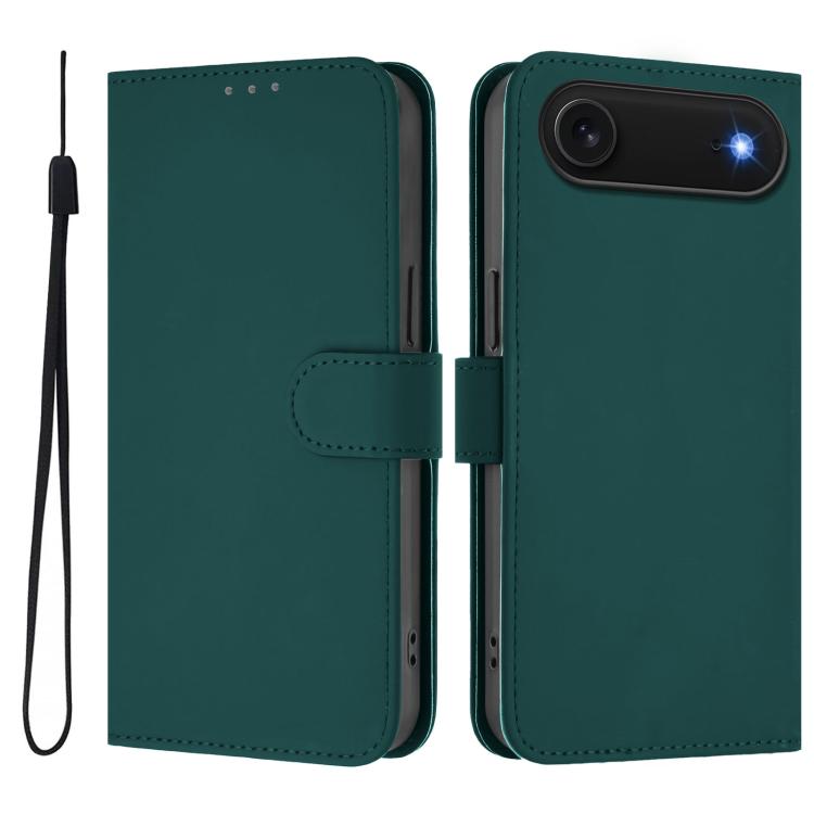 Skin Feel Solid Color Leather Phone Case with Lanyard, For iPhone Air