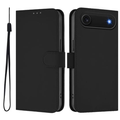 Skin Feel Solid Color Leather Phone Case with Lanyard