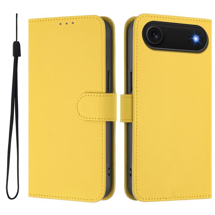 Skin Feel Solid Color Leather Phone Case with Lanyard, For iPhone Air