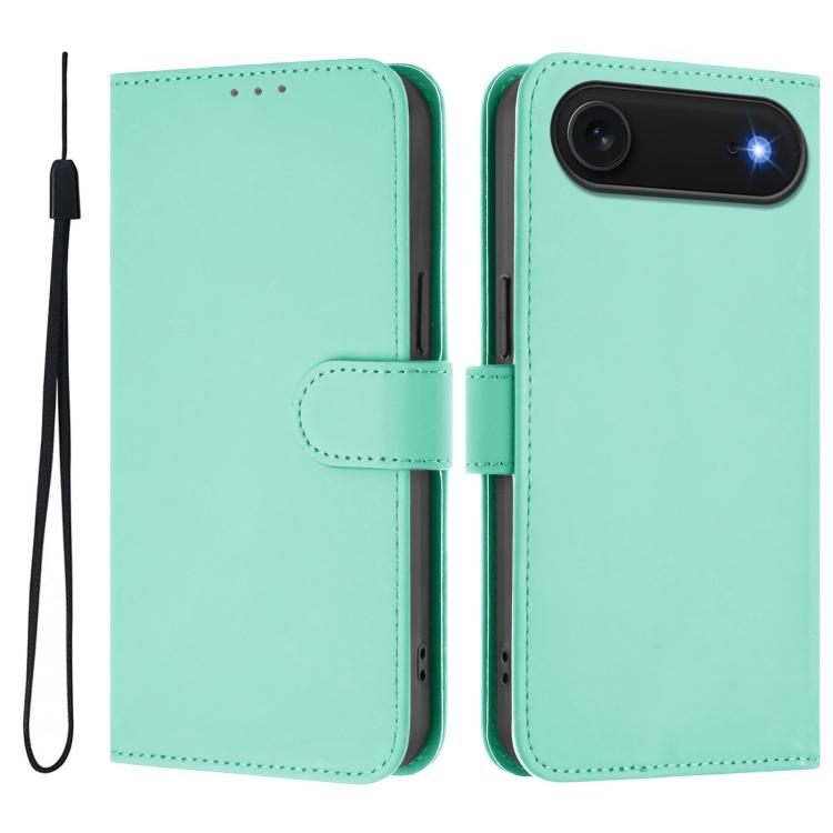Skin Feel Solid Color Leather Phone Case with Lanyard, For iPhone Air