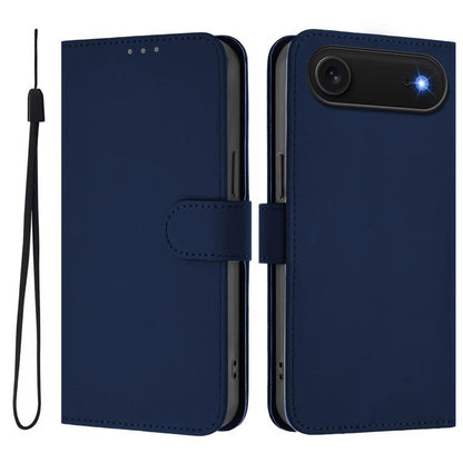 Skin Feel Solid Color Leather Phone Case with Lanyard