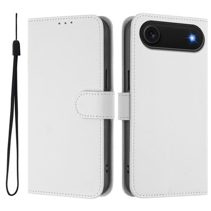 Skin Feel Solid Color Leather Phone Case with Lanyard