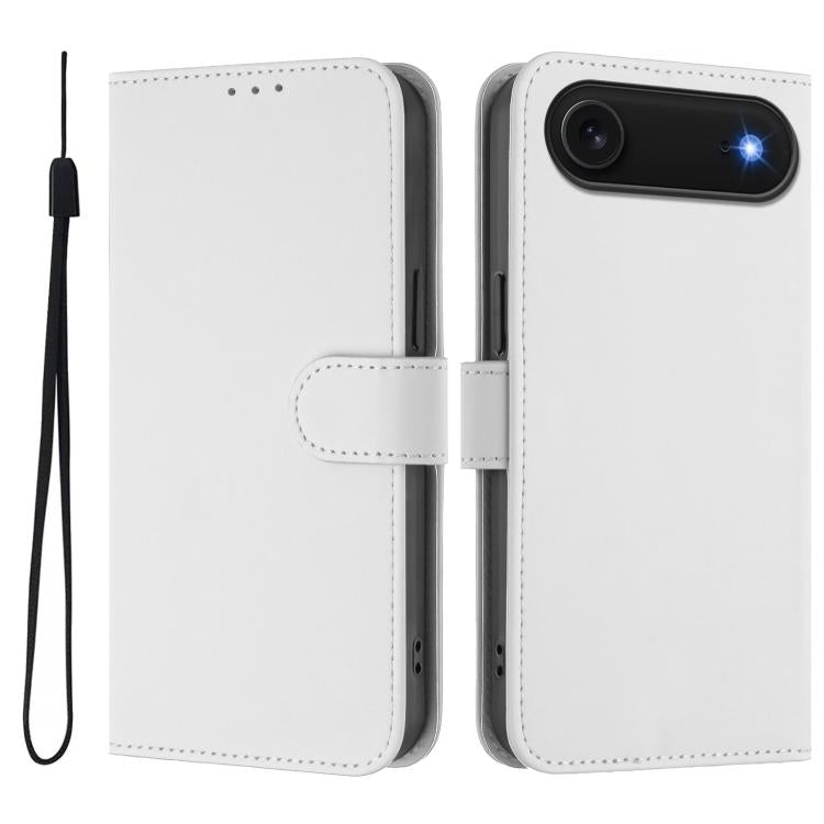 Skin Feel Solid Color Leather Phone Case with Lanyard, For iPhone Air