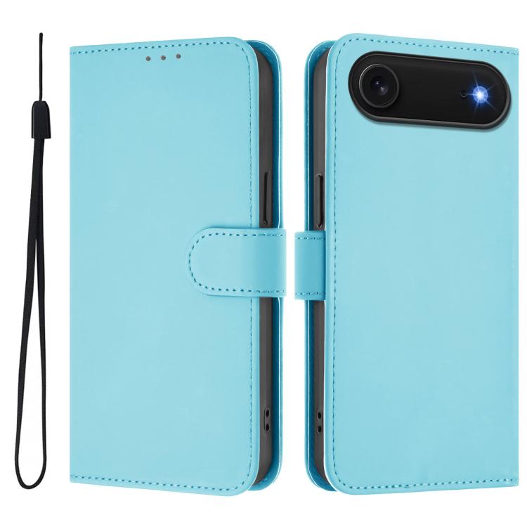 Skin Feel Solid Color Leather Phone Case with Lanyard, For iPhone Air