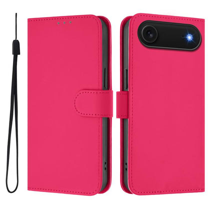 Skin Feel Solid Color Leather Phone Case with Lanyard