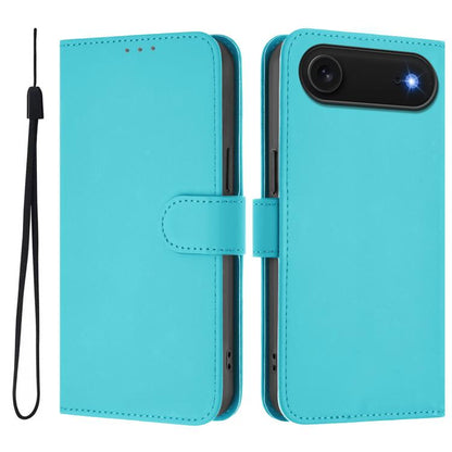 Skin Feel Solid Color Leather Phone Case with Lanyard
