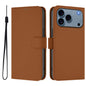 Skin Feel Solid Color Leather Phone Case with Lanyard, For iPhone 17 Pro Max