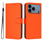 Skin Feel Solid Color Leather Phone Case with Lanyard, For iPhone 17 Pro Max