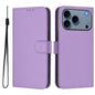 Skin Feel Solid Color Leather Phone Case with Lanyard, For iPhone 17 Pro Max