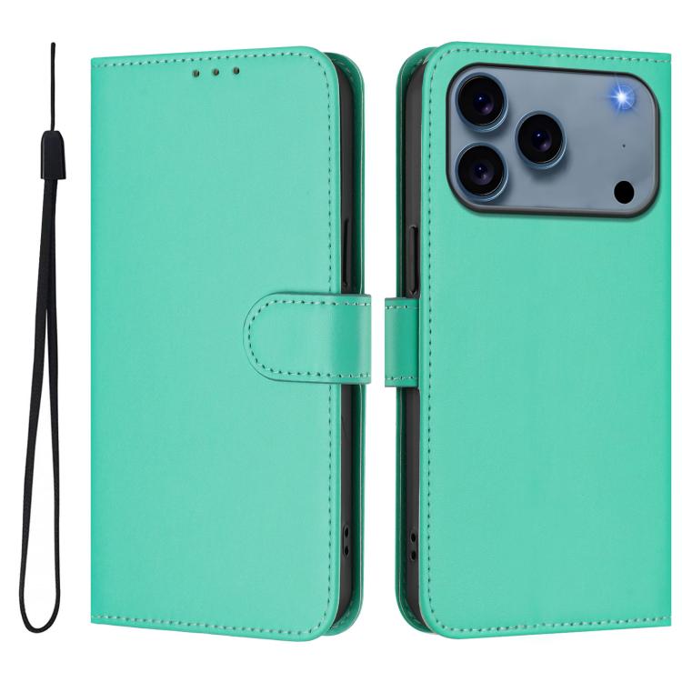 Skin Feel Solid Color Leather Phone Case with Lanyard, For iPhone 17 Pro Max