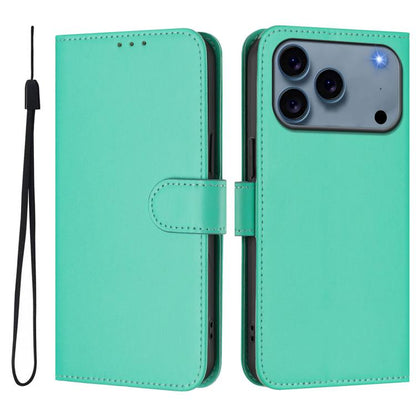 Skin Feel Solid Color Leather Phone Case with Lanyard, For iPhone 17 Pro Max