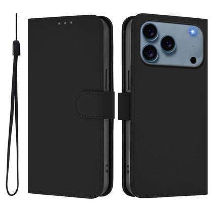 Skin Feel Solid Color Leather Phone Case with Lanyard, For iPhone 17 Pro Max