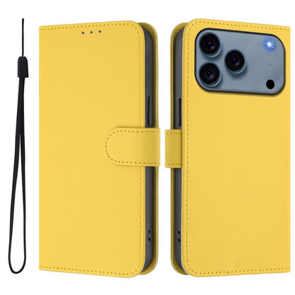 Skin Feel Solid Color Leather Phone Case with Lanyard, For iPhone 17 Pro Max