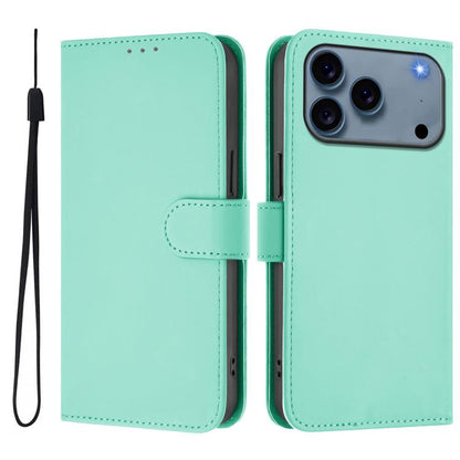 Skin Feel Solid Color Leather Phone Case with Lanyard, For iPhone 17 Pro Max