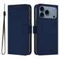 Skin Feel Solid Color Leather Phone Case with Lanyard, For iPhone 17 Pro Max