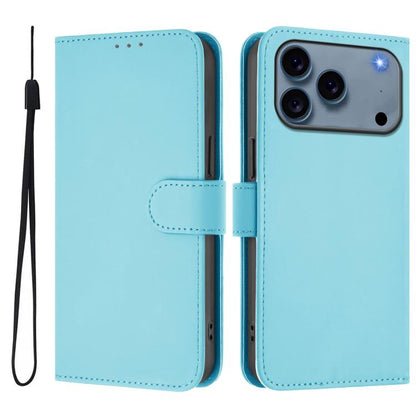 Skin Feel Solid Color Leather Phone Case with Lanyard, For iPhone 17 Pro Max