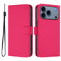 Skin Feel Solid Color Leather Phone Case with Lanyard, For iPhone 17 Pro Max