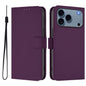 Skin Feel Solid Color Leather Phone Case with Lanyard, For iPhone 17 Pro Max