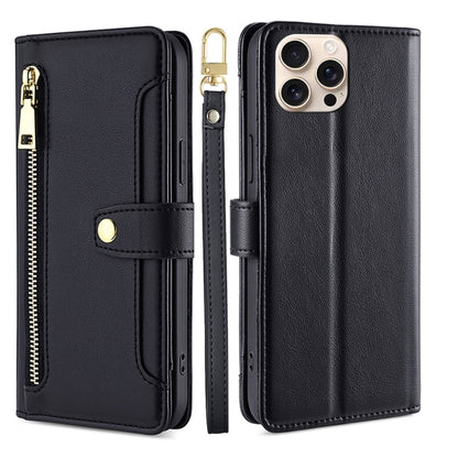 Sheep Texture Cross-body Zipper Wallet Leather Phone Case, For iPhone Air, For iPhone 16 Pro Max, For iPhone 16 Pro, For iPhone 16 Plus