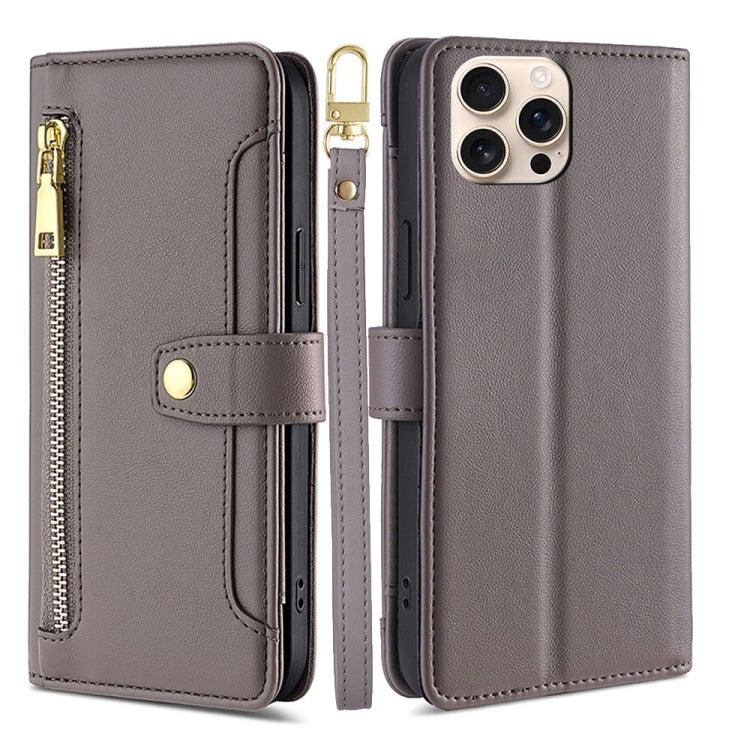 Sheep Texture Cross-body Zipper Wallet Leather Phone Case, For iPhone Air, For iPhone 16 Pro Max, For iPhone 16 Pro, For iPhone 16 Plus