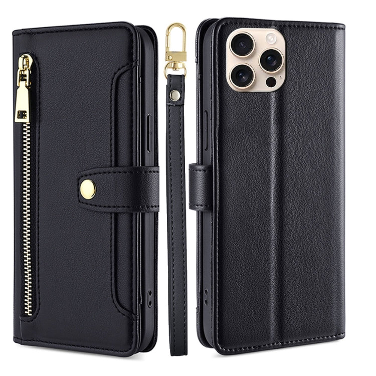 Sheep Texture Cross-body Zipper Wallet Leather Phone Case, For iPhone Air, For iPhone 16 Pro Max, For iPhone 16 Pro, For iPhone 16 Plus