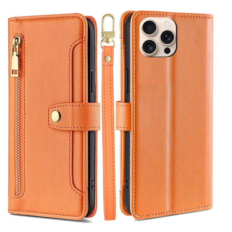 Sheep Texture Cross-body Zipper Wallet Leather Phone Case, For iPhone Air, For iPhone 16 Pro Max, For iPhone 16 Pro, For iPhone 16 Plus