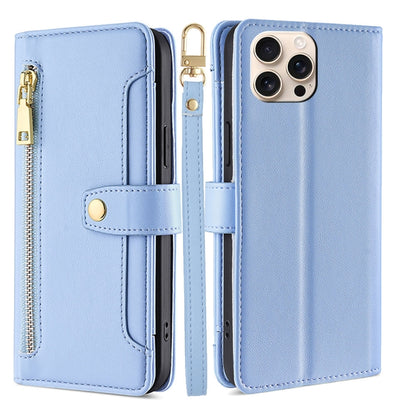 Sheep Texture Cross-body Zipper Wallet Leather Phone Case, For iPhone Air, For iPhone 16 Pro Max, For iPhone 16 Pro, For iPhone 16 Plus