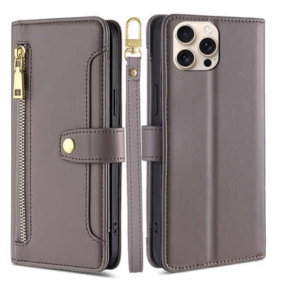 Sheep Texture Cross-body Zipper Wallet Leather Phone Case, For iPhone Air, For iPhone 16 Pro Max, For iPhone 16 Pro, For iPhone 16 Plus