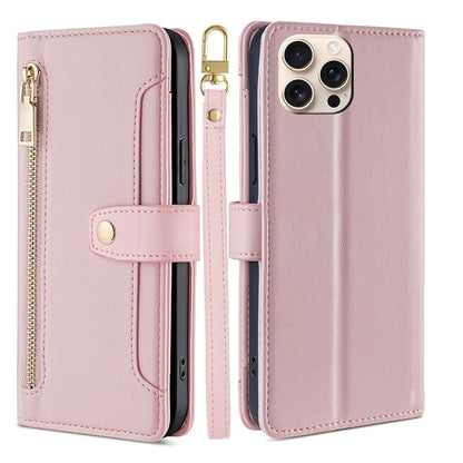 Sheep Texture Cross-body Zipper Wallet Leather Phone Case, For iPhone Air, For iPhone 16 Pro Max, For iPhone 16 Pro, For iPhone 16 Plus
