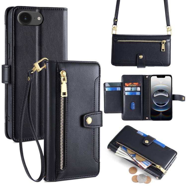 Sheep Texture Cross-body Zipper Wallet Leather Phone Case, For iPhone 18 Pro / 17 Pro, For iPhone 18 Pro Max / 17 Pro Max, For iPhone 17e / 16e, For iPhone 17