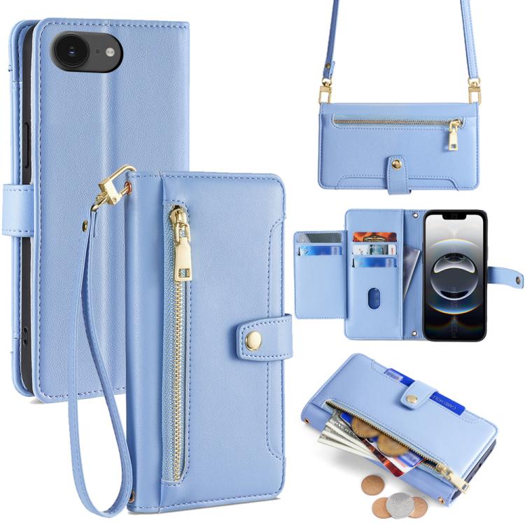 Sheep Texture Cross-body Zipper Wallet Leather Phone Case, For iPhone 18 Pro / 17 Pro, For iPhone 18 Pro Max / 17 Pro Max, For iPhone 17e / 16e, For iPhone 17