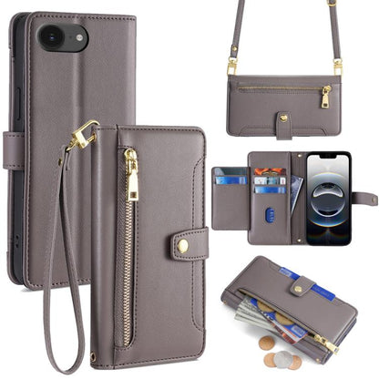 Sheep Texture Cross-body Zipper Wallet Leather Phone Case, For iPhone 18 Pro / 17 Pro, For iPhone 18 Pro Max / 17 Pro Max, For iPhone 17e / 16e, For iPhone 17