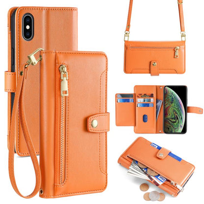 Sheep Texture Cross-body Zipper Wallet Leather Phone Case